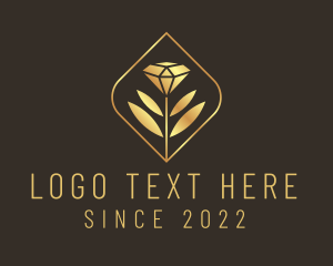 Precious Stone - Golden Leaf Diamond logo design