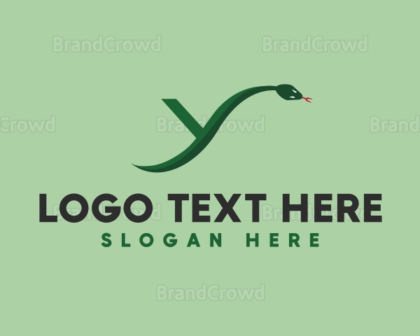 Green Python Snake Letter Y Logo