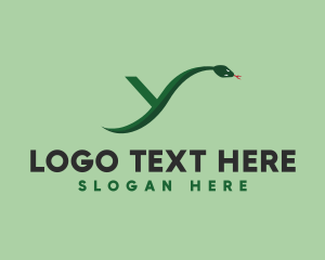 Snake Head - Green Python Snake Letter Y logo design