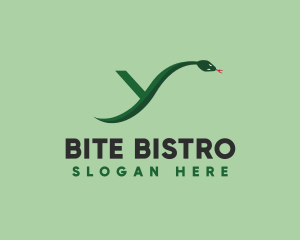 Bite - Green Python Snake Letter Y logo design