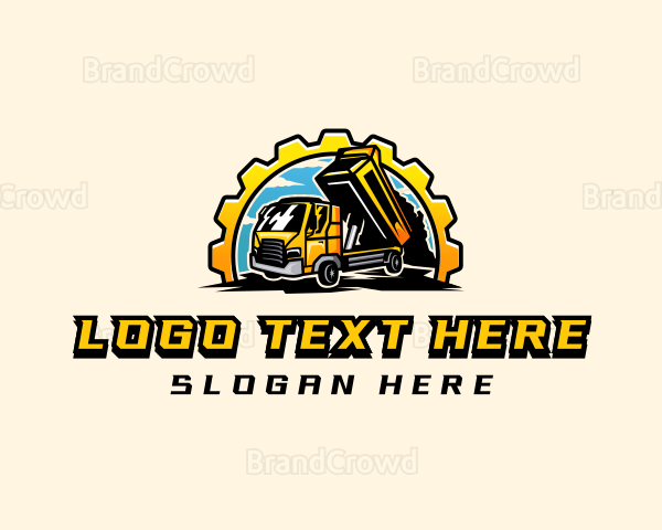 Gear Dump Truck Construction Logo