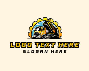 Roadie - Gear Dump Truck Construction logo design