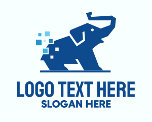 Forest Animal - Blue Elephant Pixel logo design