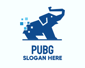Robotic - Blue Elephant Pixel logo design