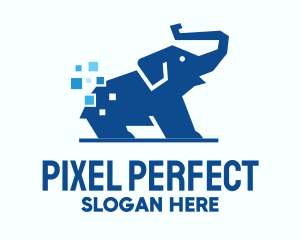 Blue Elephant Pixel logo design