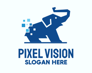 Blue Elephant Pixel logo design