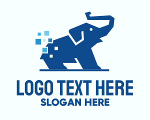 Elephant - Blue Elephant Pixel logo design