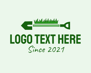 Gardening Tool - Green Grass Shovel logo design