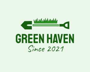 Bush - Green Grass Shovel logo design