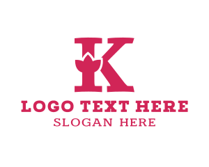 Serif - Pink K Flower logo design