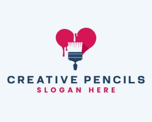 Paint Brush Heart logo design