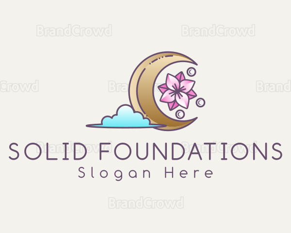 Moon Cloud Floral Logo