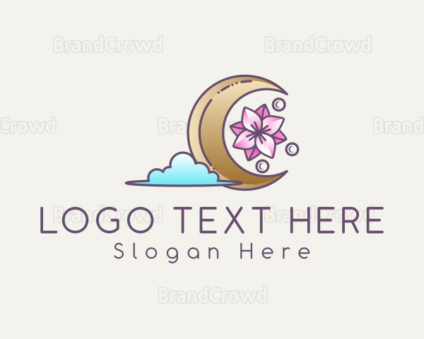 Moon Cloud Floral Logo