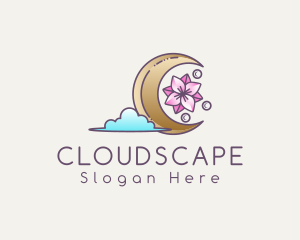 Moon Cloud Floral logo design