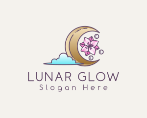 Moon Cloud Floral logo design