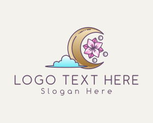 Astrological - Moon Cloud Floral logo design