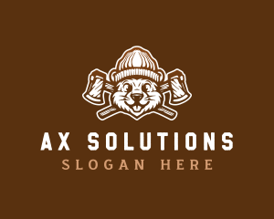 Ax - Beaver Lumberjack Logging logo design