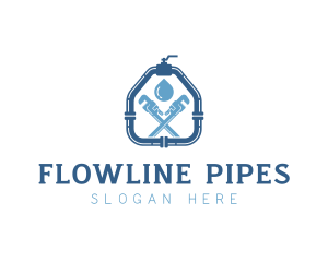 Pipe Wrench Plumbing logo design