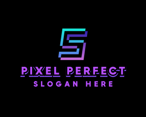 Modern Digital Pixel Letter S logo design