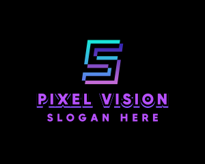 Modern Digital Pixel Letter S logo design