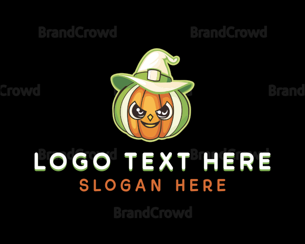 Pumpkin Witch Halloween Logo