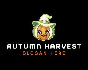 Pumpkin Witch Halloween logo design