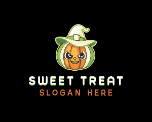 Pumpkin Witch Halloween logo design