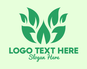 Natural Conservation - Green Organic Leaves logo design