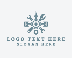 Adjustable Wrench - Industrial Cog Mechanic Tools logo design