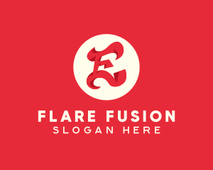 Flare - Red Fiery Letter E logo design