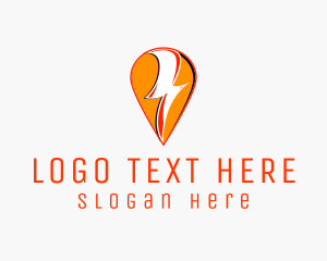 Geolocation - Electrical Thunder Pin logo design