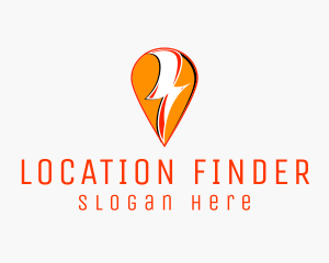 Geolocation - Electrical Thunder Pin logo design