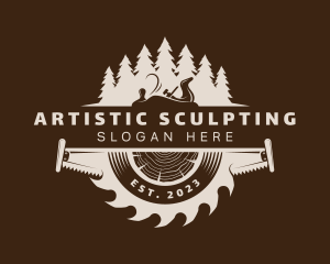 Sculpting - Lumberjack Saw Woodwork logo design