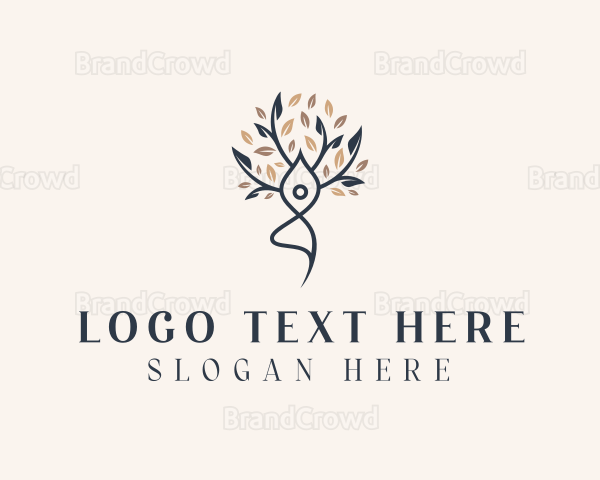 Eco Yoga Woman Tree Logo