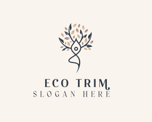 Eco Yoga Woman Tree logo design