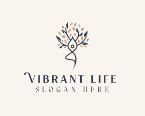 Eco Yoga Woman Tree logo design