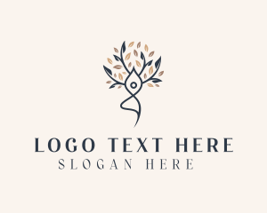 Eco Yoga Woman Tree Logo