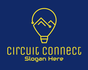 Circuit - Mountain Circuit Lightbulb logo design