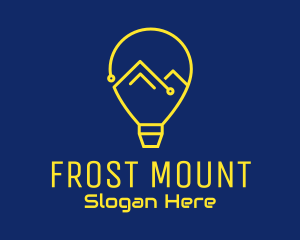 Mountain Circuit Lightbulb  logo design