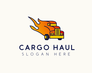 Flaming Freight Truck logo design