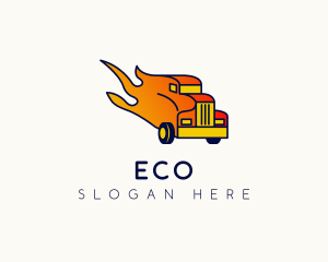 Haulage - Flaming Freight Truck logo design