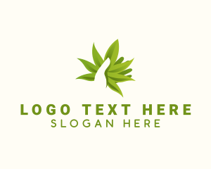 Hand - Leaf Cannabis Hand logo design