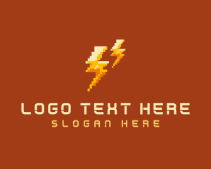 Video Gamer - Pixel Lightning Bolts logo design