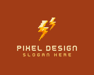 Pixel Lightning Bolts logo design