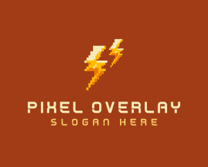 Pixel Lightning Bolts logo design