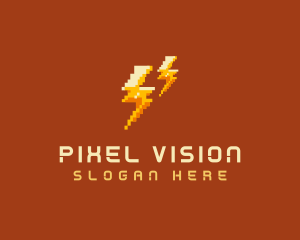 Pixel Lightning Bolts logo design