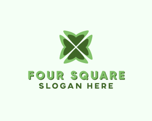 Four - Four Leaf Heart Clover logo design