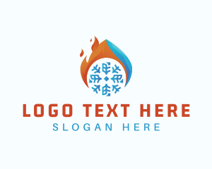 Heat - Flaming Snow Air Conditioner logo design