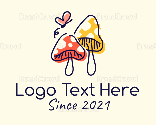 Cute Mushroom Cartoon Logo