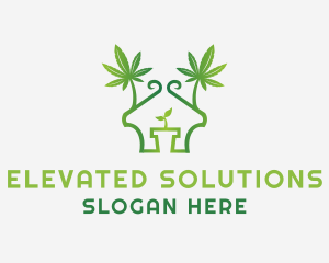 High - House Marijuana Pot logo design